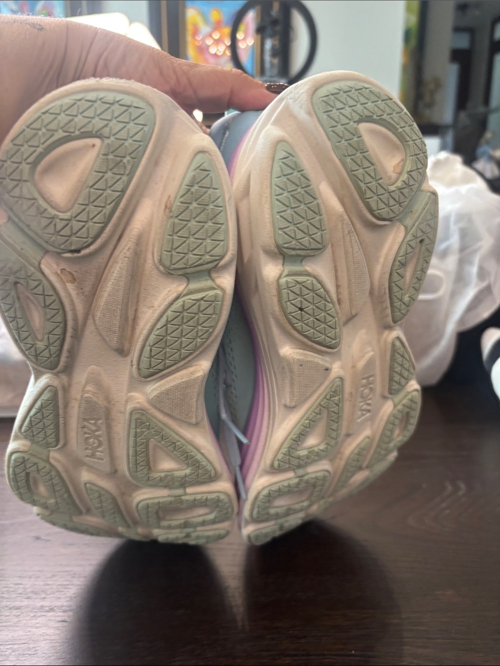 Hoka Women's Mint and Lavender Lightweight Running Shoes - Picture 6 of 9